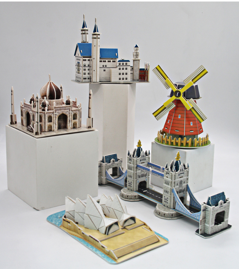 地摊diy手工制作纸质3d立体拼图景点模型拼装益智动脑玩具礼物