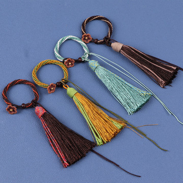 diy汽车钥匙香囊挂件手编古风双色手绳指环流苏手把件翡翠穗子