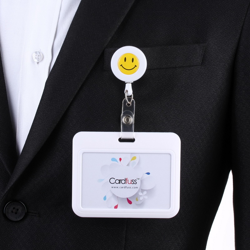 卡富仕加厚升级滑盖工牌带伸缩易拉扣工作牌胸卡姓名牌带伸缩夹子