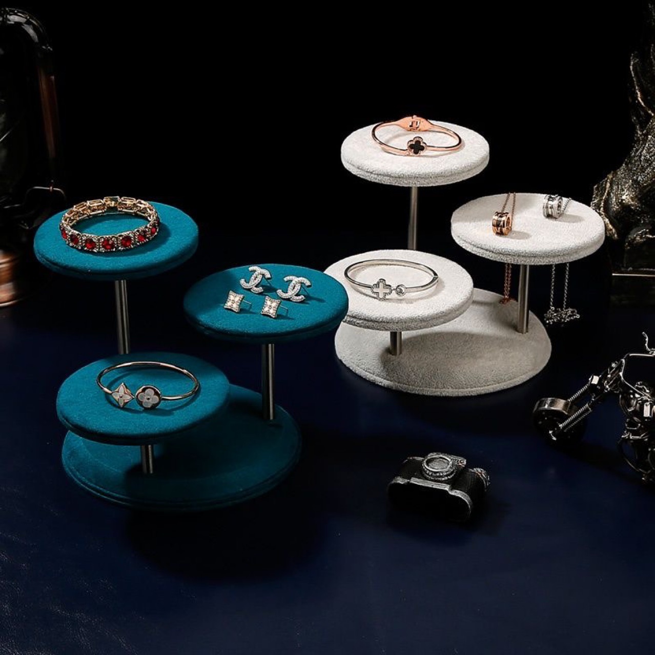 厂家直销首饰展示架珠宝店手镯手链摆放架阶梯圆形展示台橱窗道具