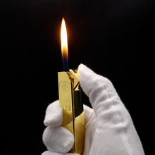 WG017金条造型明火充气打火机金属创意个性商务礼品烟具跨境货源