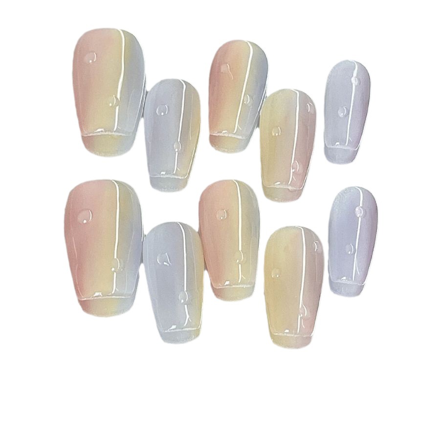 Best-Selling Nail Beauty Hand-Worn Nail Skittles Transparent Color Blooming Sweet Style Fake Nails Niche Temperament Nail Tip Batch