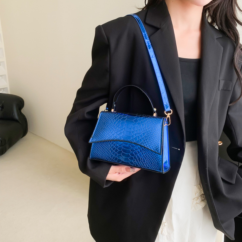 Paint Contrast Color Portable Small Square Bag 2023 Spring and Summer Crocodile Pattern Shoulder Underarm Bag Fashion Simple Solid Color Women Bag