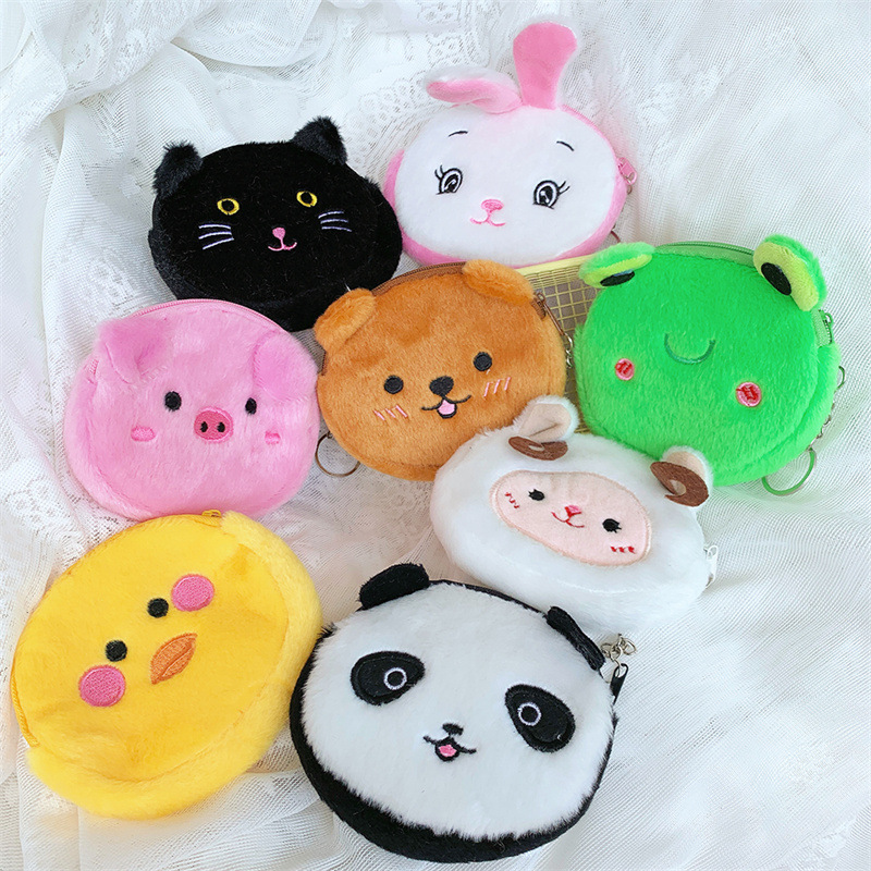 bear plush coin purse bear head storage bag cute change portable coin earphone bag