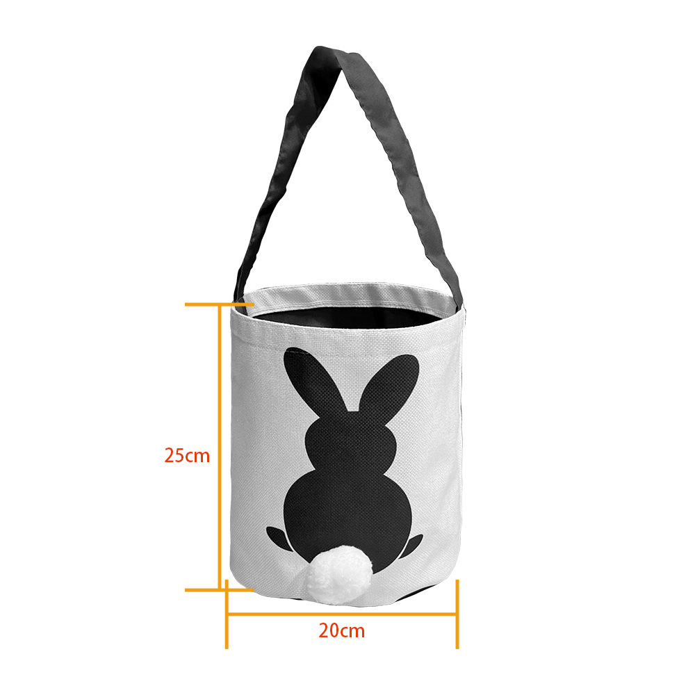 Easter Shopping Basket Trend Rabbit White Tail Color Gift Bag 300G Cotton Linen Tote Bag