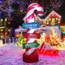 定制 圣诞红色糖果棒 LED涤纶发光气模节日户外摆件儿童玩具