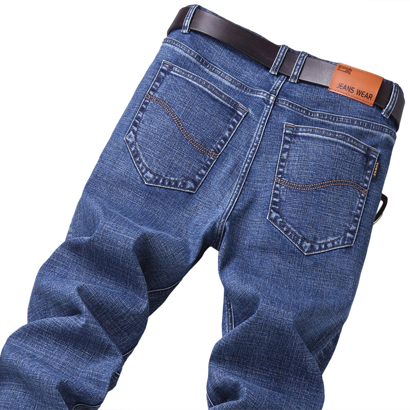 Men's Pants Foreign Trade Denim Autumn and Winter Jeans Men's Fashion Fried Float Elastic Straight Fit Men's Casual Jeans