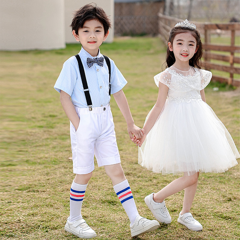 可爱儿童主持人生日演出服小女孩钢琴演奏公主长裙儿童节日演出服蓬蓬