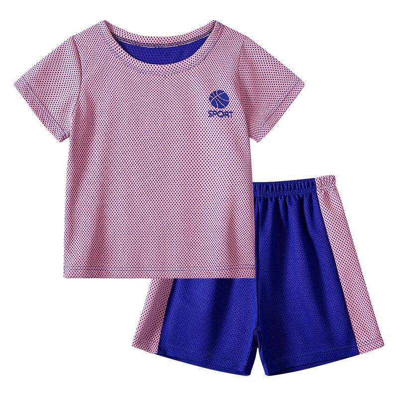Children's Suit Basketball Wear Summer Boys' Short-Sleeved Shorts Sportswear Baby Two-Piece Suit Girls' Quick Drying Clothes