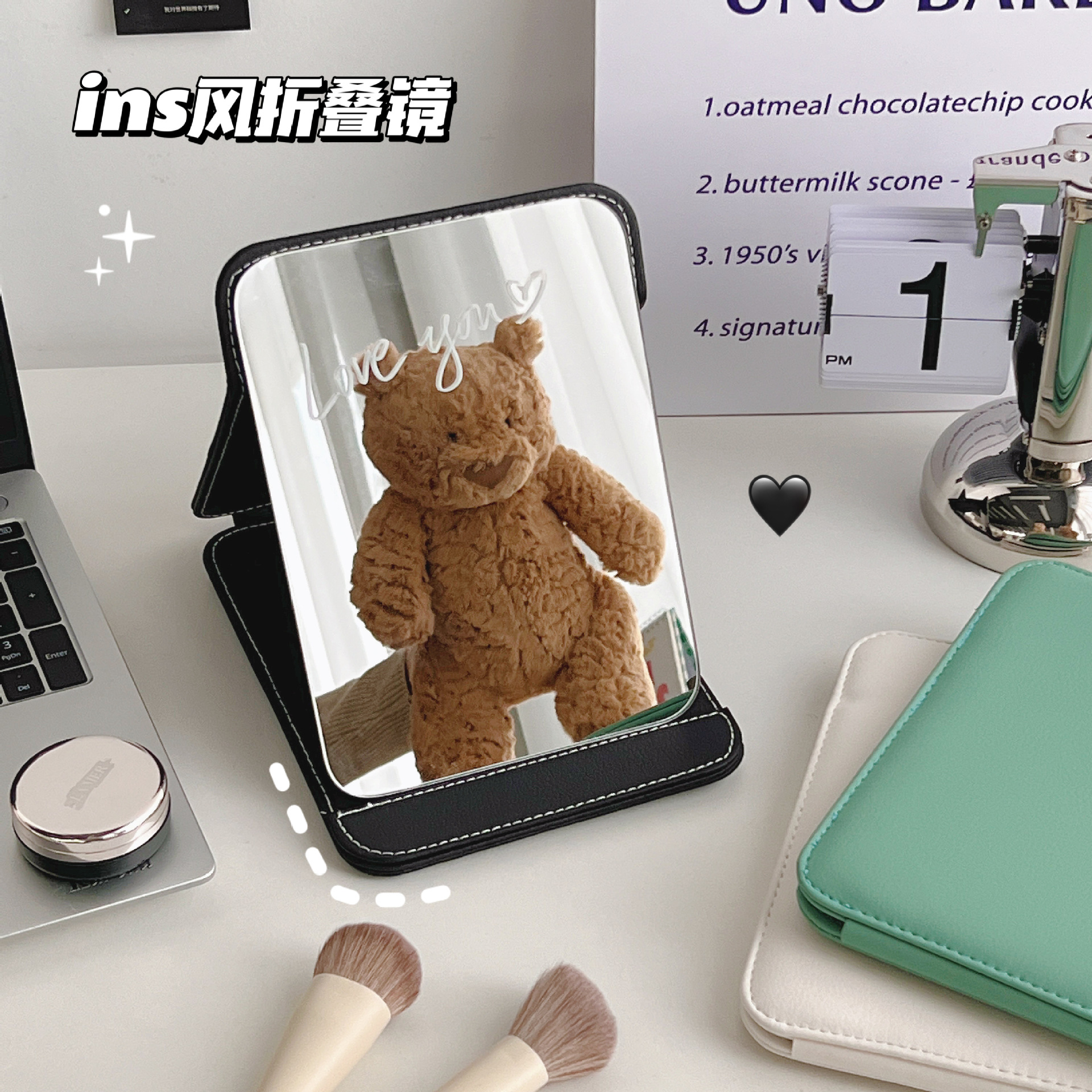 Ins Mirror Portable Make-up Mirror Household Desktop Dressing Mirror Portable Mirror Hd Folding Mirror Beauty Mirror