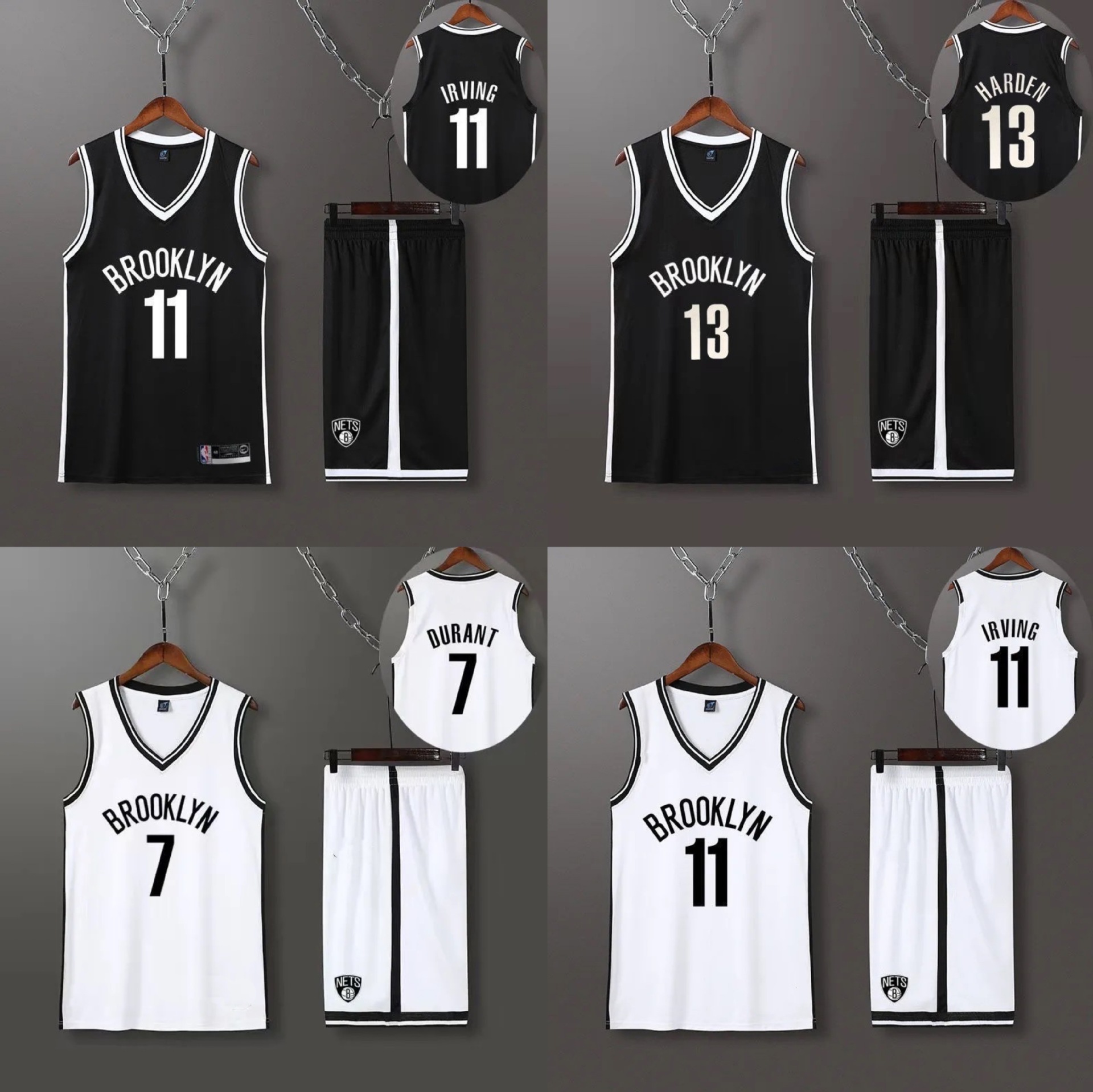 新款篮网队球衣篮球男杜兰特7号欧文11号13号哈登篮球服印号套装