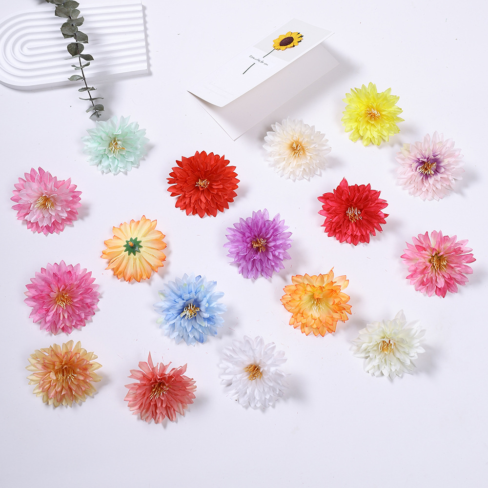 8cm仿真菊花 带花芯菊花头 大朵仿真绢布花 DIY家居装饰diy材料