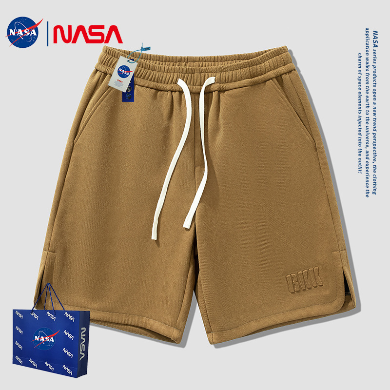 Nasa Shorts Men's 2023 New Summer Trendy Internet Hot Casual Pants Sports Pants Loose Knee Length Pants plus Size