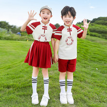 中国风套装2024年夏季新款校服英伦学院风幼儿园园服班服两件套潮