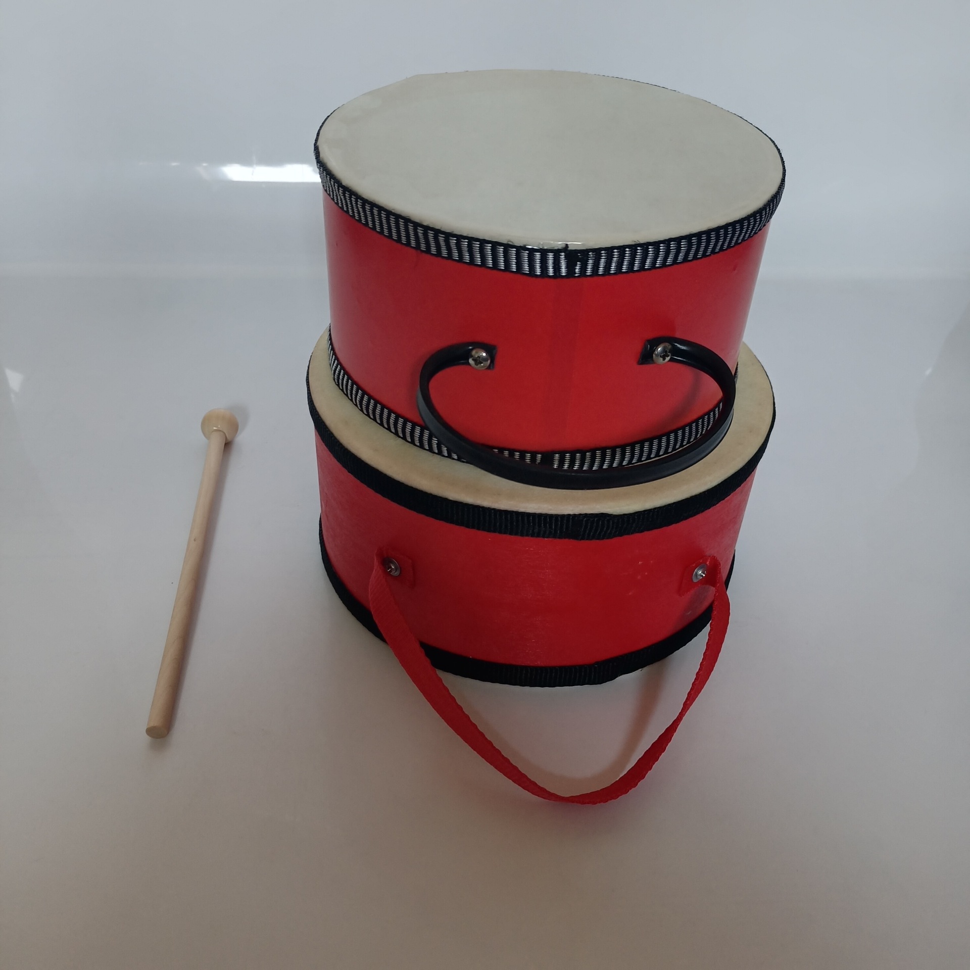 奥尔夫打击乐器幼教教具儿童玩具幼教益智双面手提鼓印第安鼓