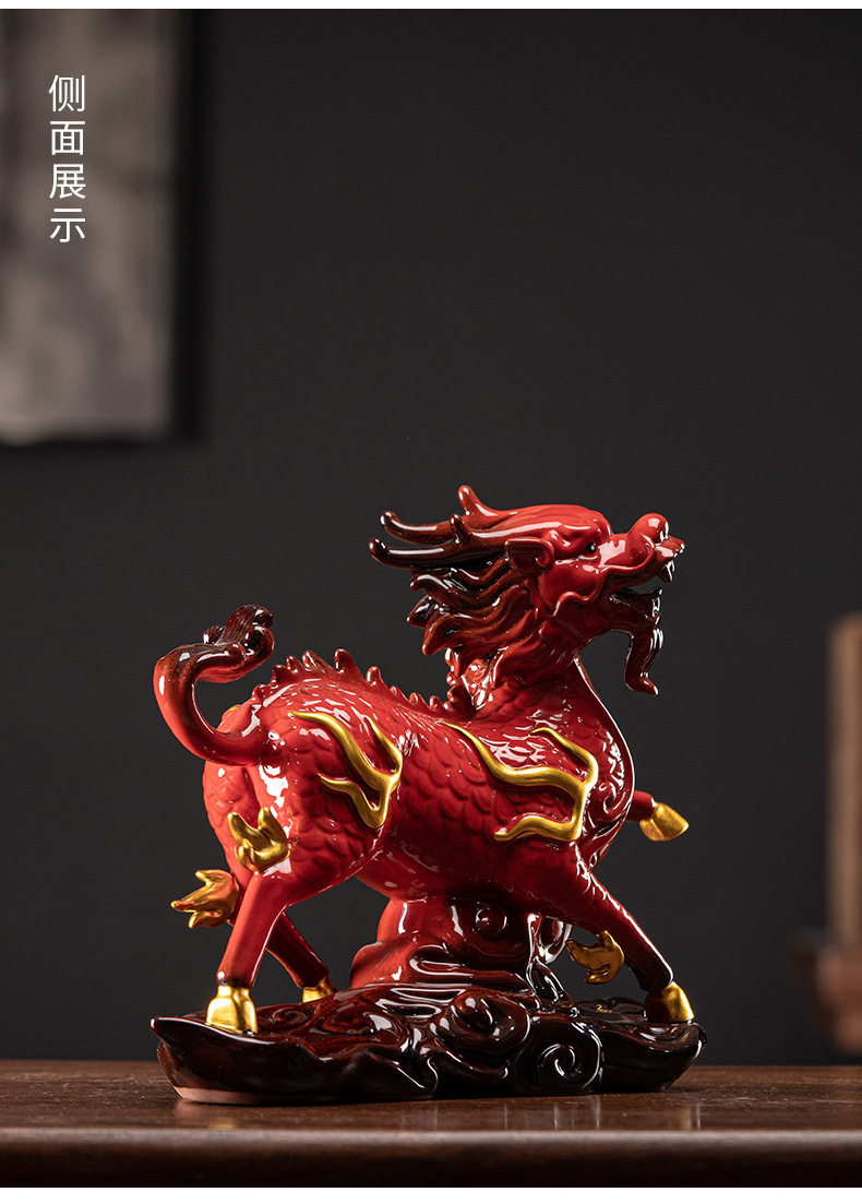 火麒麟摆件一对大号公母招财玄关家用门口开业办公室客厅礼品摆设