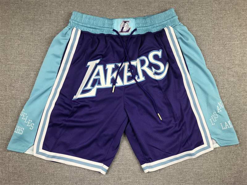 洛杉矶湖人队kobe 复古全刺绣拉链口袋裤 just don篮球密绣短裤