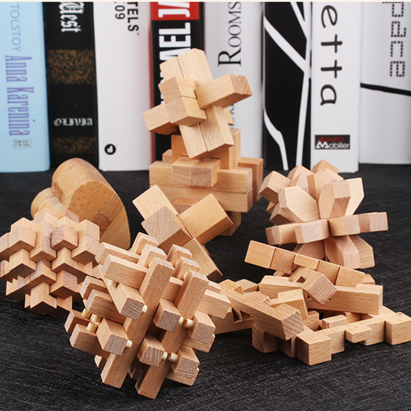 鲁班锁孔明锁九连环经典智力玩具批发儿童木质拼插类解锁玩具地摊