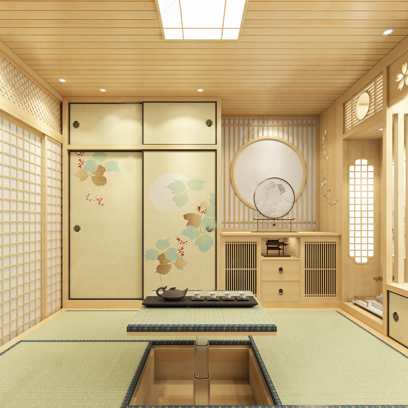 日式榻榻米卧室书房小房间设计实木床衣柜一体儿童房全屋整体装修