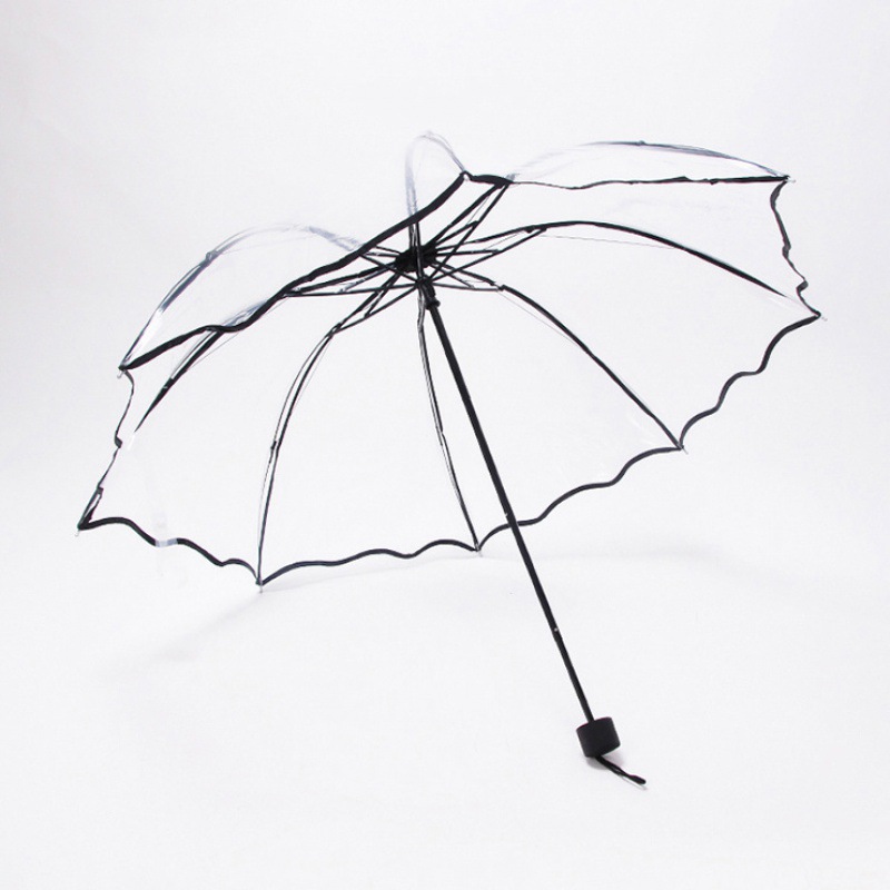 Transparent Umbrella Female Folding as Summer Flower White Goddess Internet Celebrity Mori Creative Student Automatic