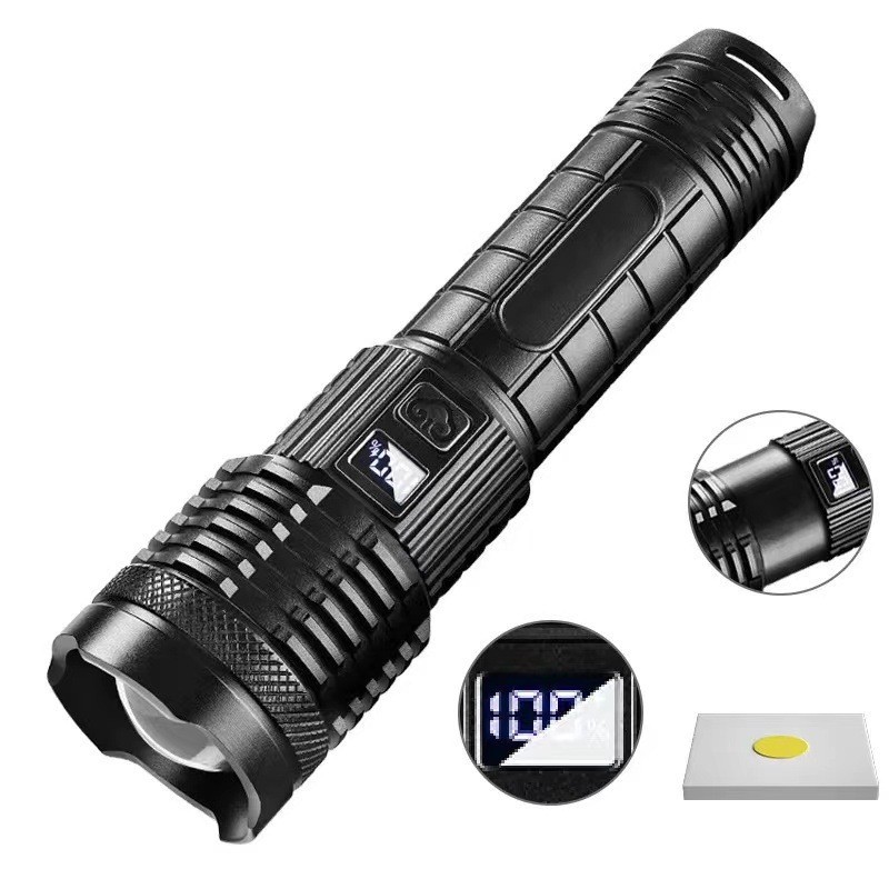 跨境新款伸缩变焦手电筒强光远射led户外照明应急多功能强光手电