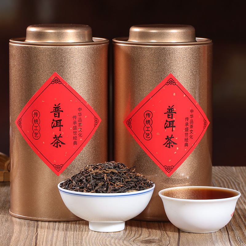 马口铁罐茶叶云南勐海古树普洱茶熟茶口味醇厚礼盒装两罐400g