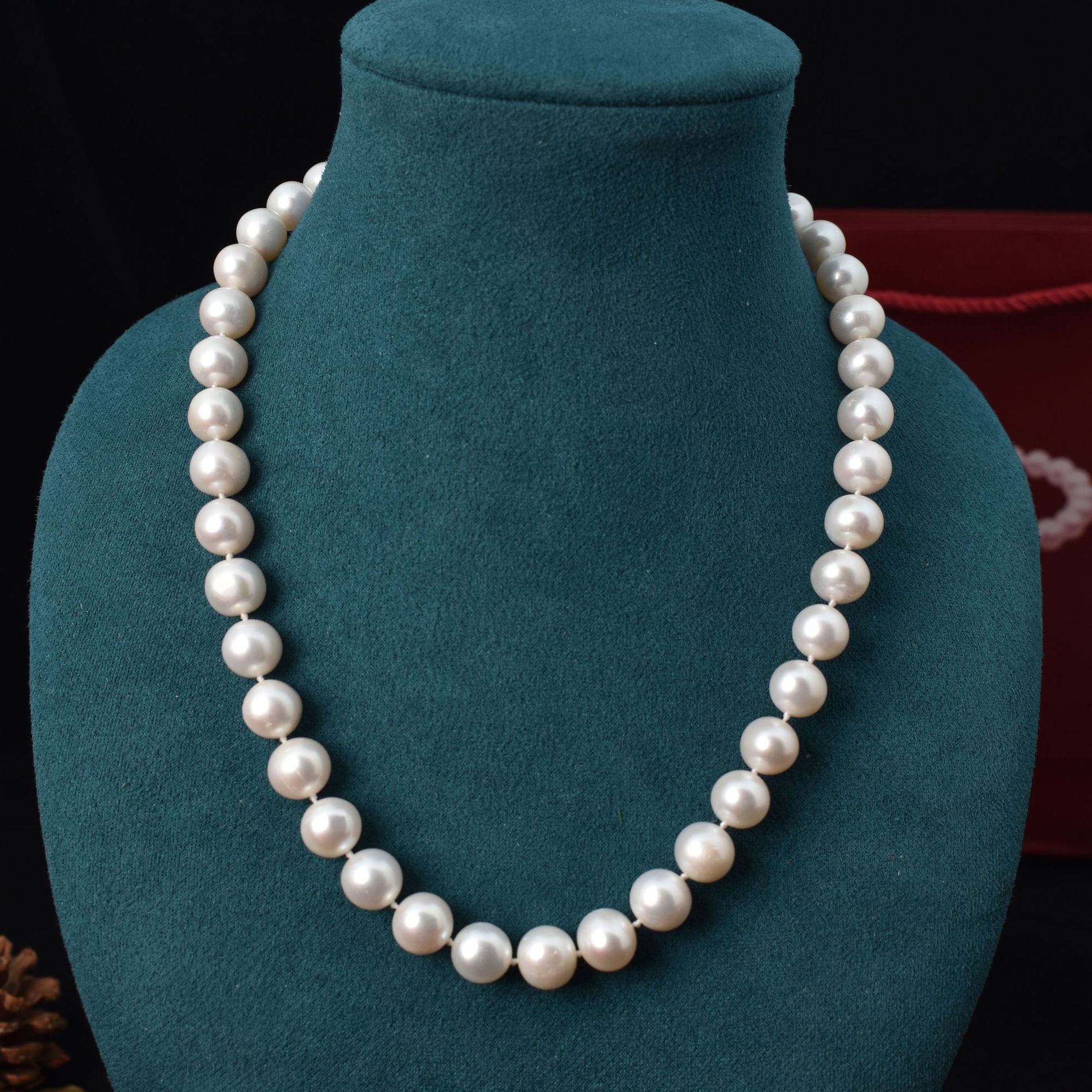 10-11mm高档珍珠项链 天然淡水大颗粒珠子送长辈礼物近圆礼盒套装