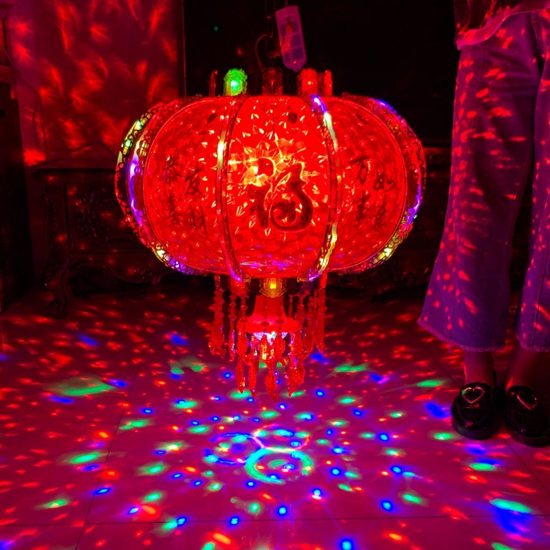 新年灯笼七彩led旋转灯笼走马灯喜庆结婚红灯笼乔迁阳台春节灯笼