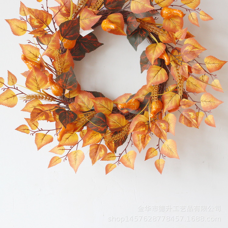 DSEN Cross-Border E-Commerce Manufacturers Supply Thanksgiving Harvest Festival Halloween Autumn Maple Leaf Pumpkin Vine Ring Garland DIY