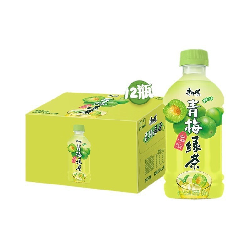 康师傅青梅绿茶330ml*12瓶绿茶果味饮料饮品居家整箱