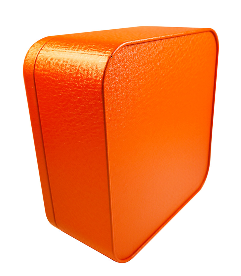 饼干糖果铁盒包装 橙色铁皮盒子 方形马口铁盒批发 食品铁盒