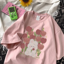 纯棉重磅粉色短袖t恤女夏季新款设计感小众潮牌宽松洋气减龄上衣