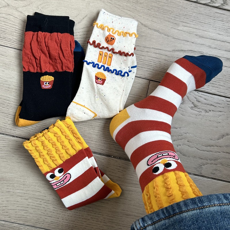 韩国东大门卡通可爱薯条袜子女ins潮网红搞怪小众设计时尚潮袜