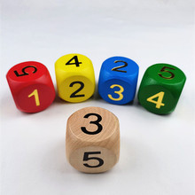 大号5cm数字筛子 七彩点数游戏色子/木质骰子玩具 5色可选