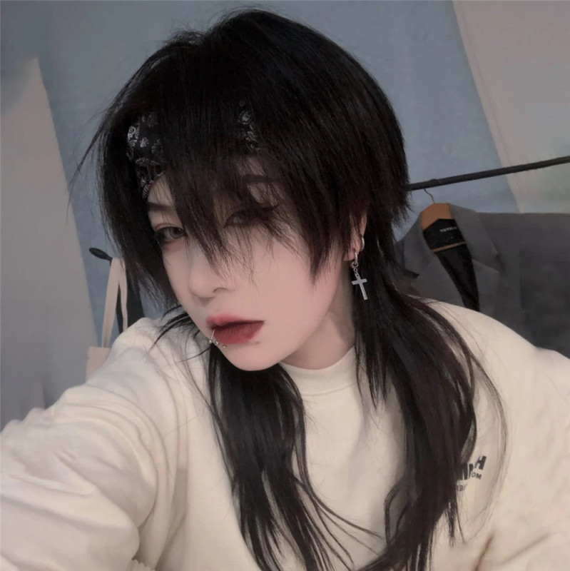 鲻鱼头假发女短发日系狼尾头自然蓬松帅气修脸男女通用cos全头套