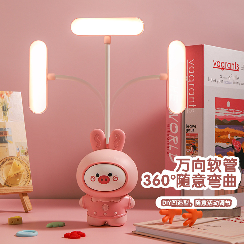 2023 New Cute Cartoon Mini Night Light Rabbit Cute Table Lamp Office Decoration Desktop USB Decorative Light