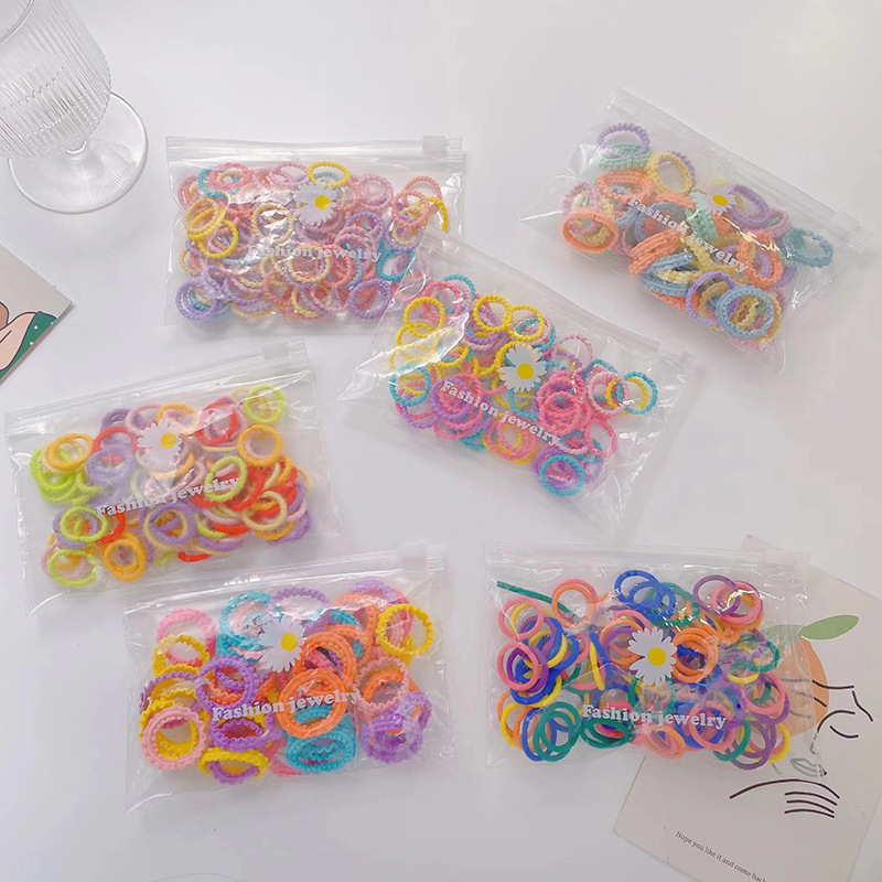 Children's Plush Small Rubber Band Wholesale Small Thumb Ring Bear Hair Ring Head Flower Rubber Ring Hair Ring Seamless Hair Rope