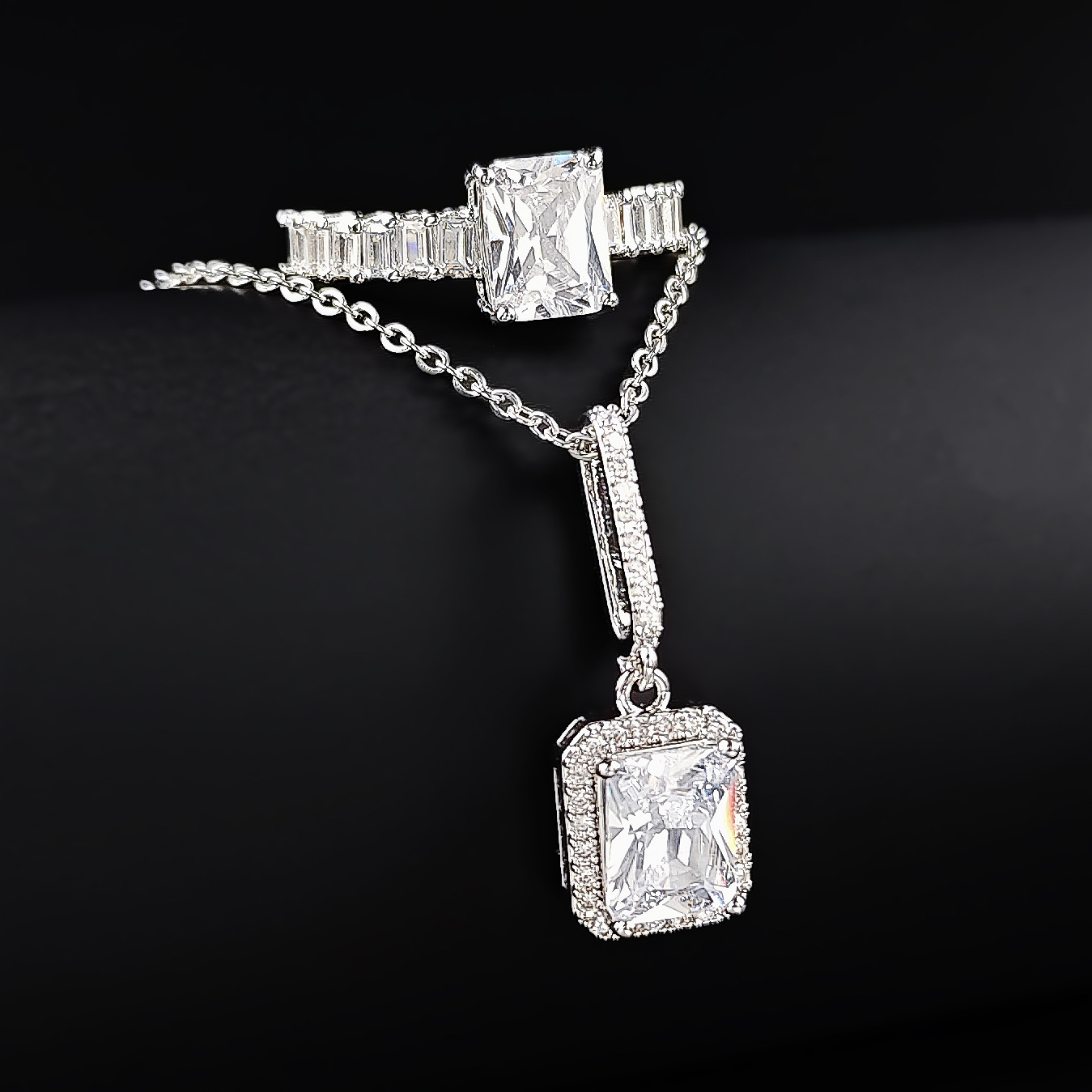 欧美亚马逊跨境轻奢风戒指项链女首饰套装两件套r5486-x6474-阿里巴巴