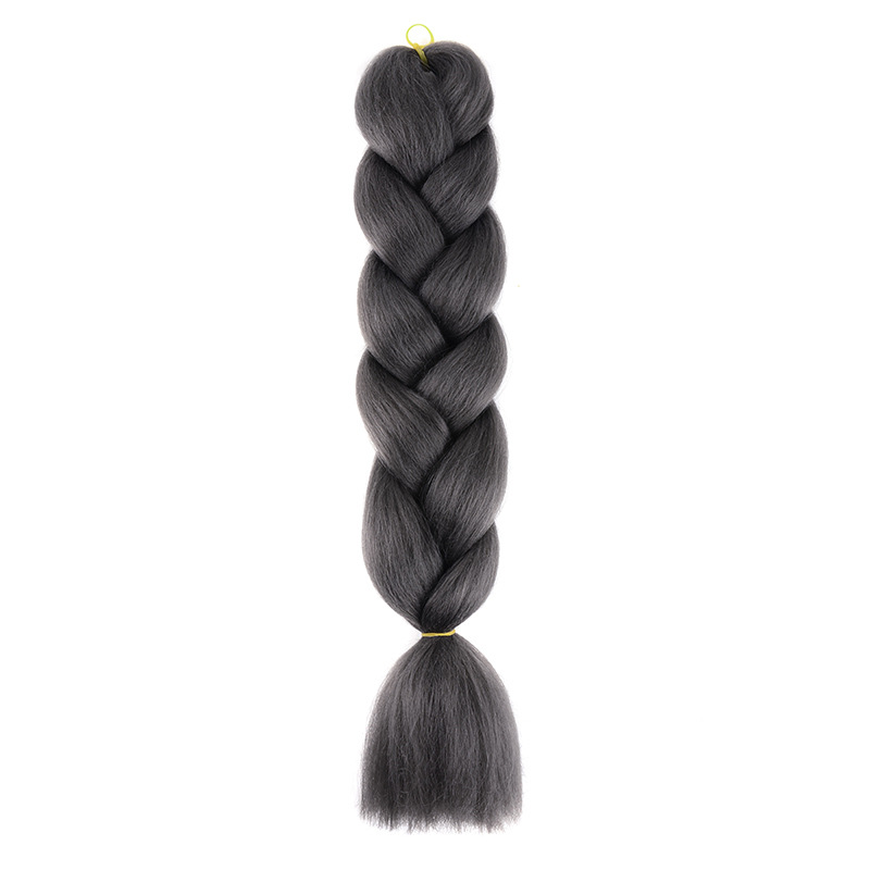 [Monochrome] New Version of Big Braid African Dreadlocks Wig Braid Ponytail Chemical Fiber High-Temperature Fiber Color Big Braid