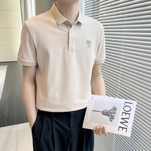 2023年夏季男士休闲时尚字母男款短袖青春流行韩式T恤Polo衫抖音