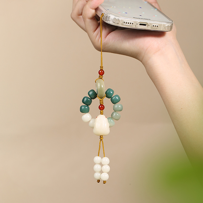 Bodhi Root Small Handheld Mobile Phone Charm Key Chain Pliable Temperament Cute Crafts Buddha Beads Pendant Xiaohongshu Hot Accessories