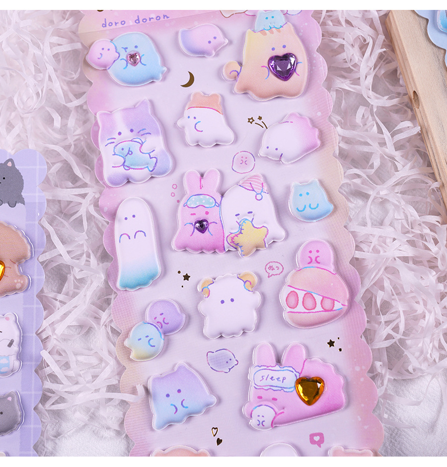 sl-ant闪乐萌萌可爱卡通贴纸3d立体儿童泡沫贴纸幼儿园奖励泡泡贴