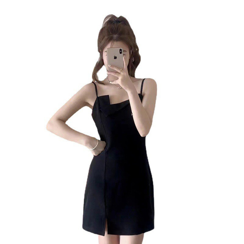 Sexy Black Camisole Dress Summer Women's Clothing 2023 New Inner Wear Slim Fit Temperament Sheath A- line Skirt