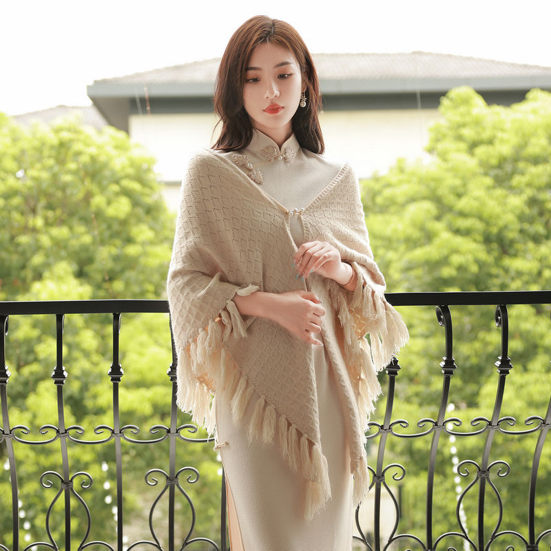 旗袍礼服披肩外搭2021年高端复古民国风斗篷年轻款少女老上海温婉
