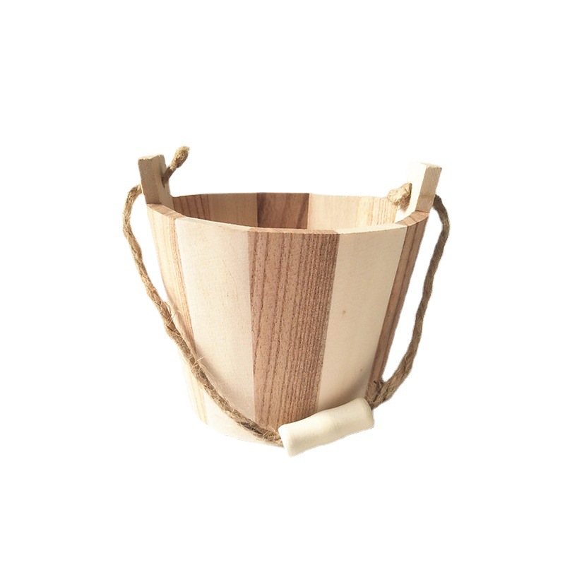 Storage Bucket Wooden Wooden Keg Home Storage Wooden Bucket Mini Wooden Bucket Model Can Be Printed Logo