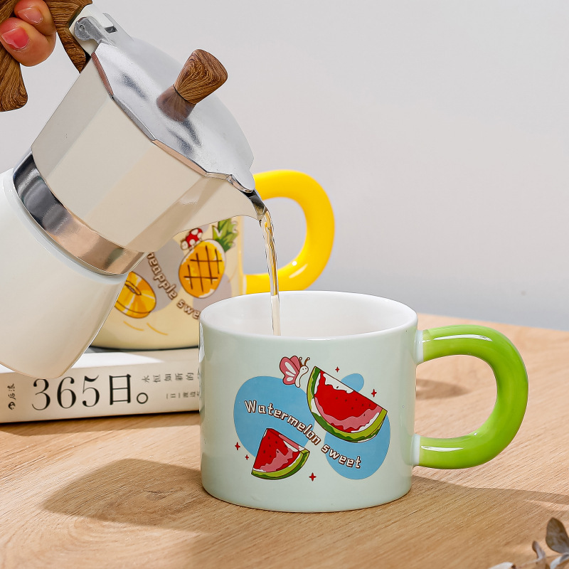 Creative Cartoon Mug Fruit Watermelon Cup Cute Good-looking for Couple Breakfast Milk Coffee Cup Ceramic Water Cup