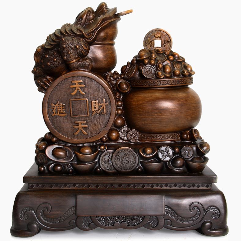 金蝉金蟾摆件仿实木雕客厅摆设三足金蟾办公桌装饰品开业礼品