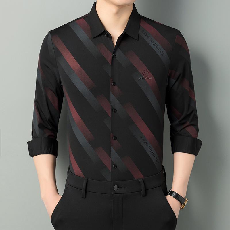 卡尔皮诺商务男装春秋韩版修身弹力无痕斜纹时尚衬衣男士长袖衬衫