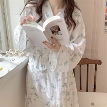 韩国chic女士秋季新款韩版睡袍女碎花浴袍长款和服宽松睡衣家居服