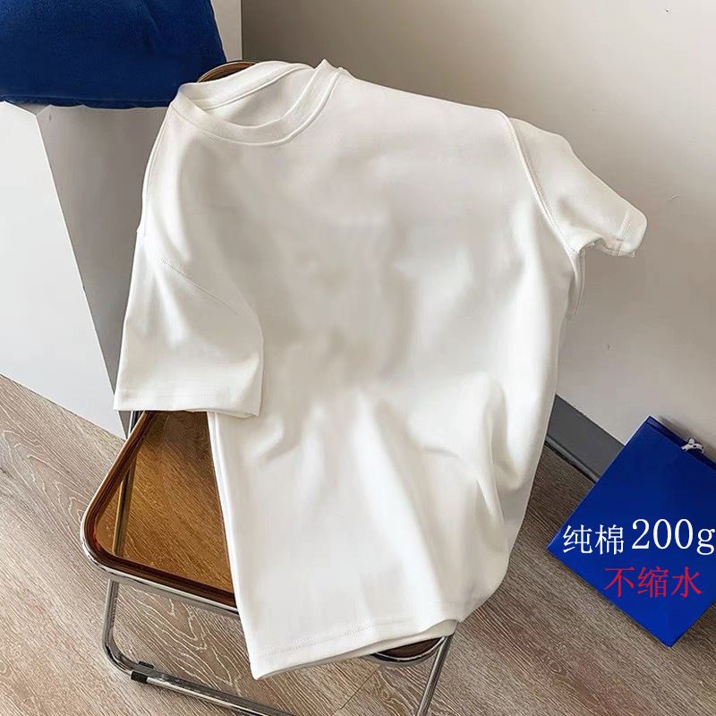 One Piece Dropshipping 2023 Summer New Women's Short Sleeve Wholesale Popular Korean Style Loose Pure Cotton White T-shirt Top